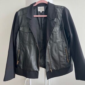 Hayden Los Angeles black mixed fabric faux leather moto jacket!!!